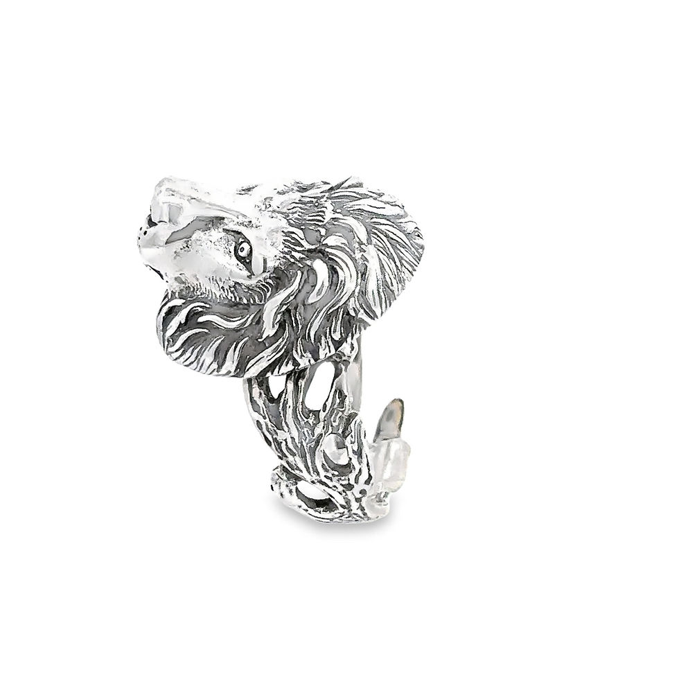 Miniatura: Sterling Silver Lion head Ring (Size 9.5) Adjustable