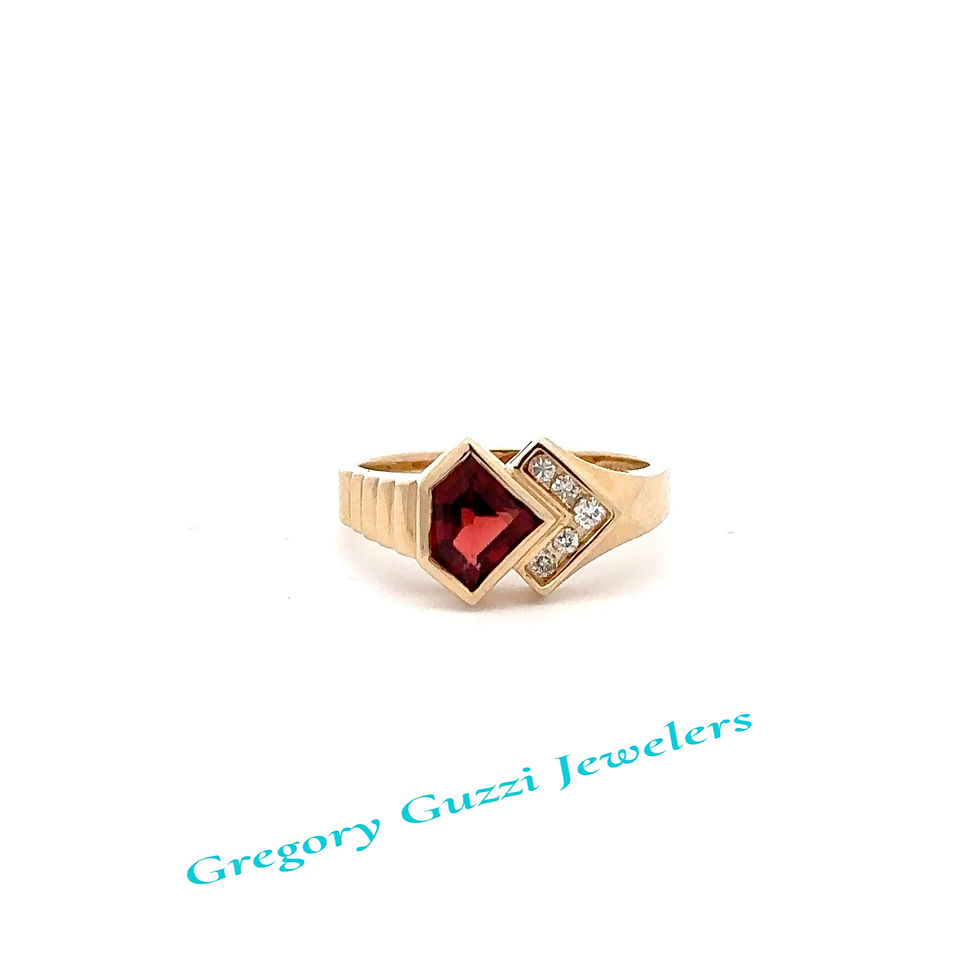 14KT. Yellow Gold Garnet And Diamond Ring