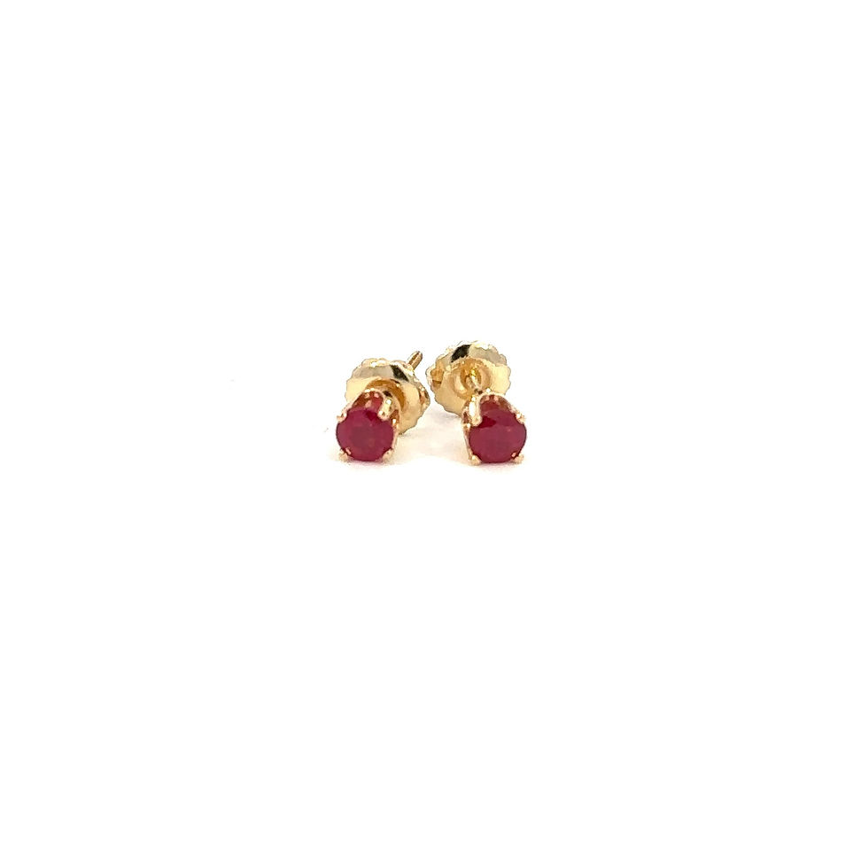 Thumbnail: 14KT. Yellow Gold Ruby Stud Earrings With Screw Backs (3.8 mm)