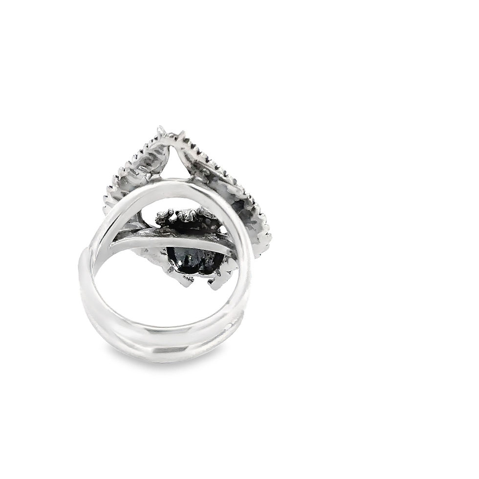 Miniatura: Sterling Silver Designer Flying Scarab Ring (Size 7.5) Adjustable
