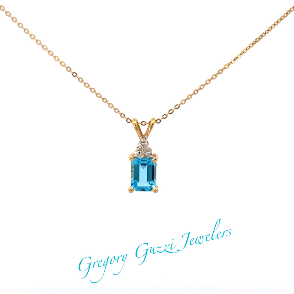 14kt Yellow Gold Blue Topaz and Diamond Necklace