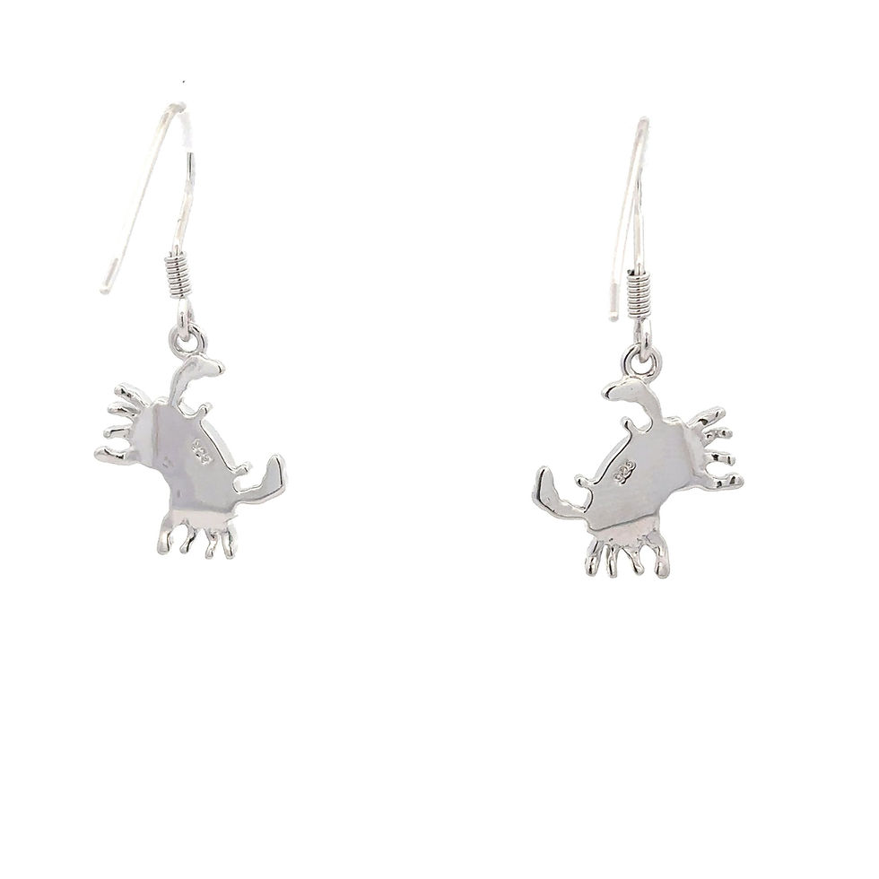 Thumbnail: Sterling Silver Crab Earrings With Created Opal