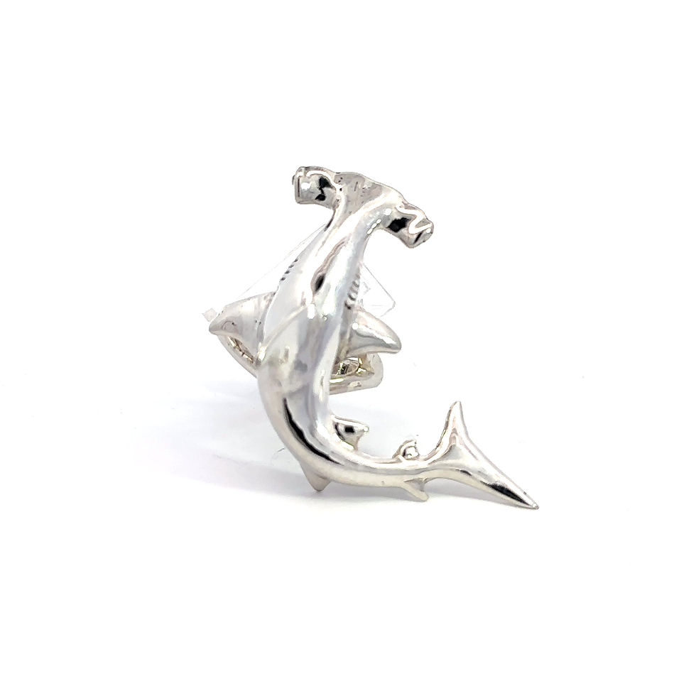 Miniatura: Sterling Silver .925 Designer 3D Hammerhead adjustable ring