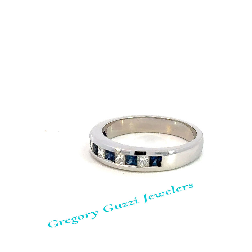 Miniatura: 14KT White Gold Sapphire And Diamond Ring (Size 6.5)