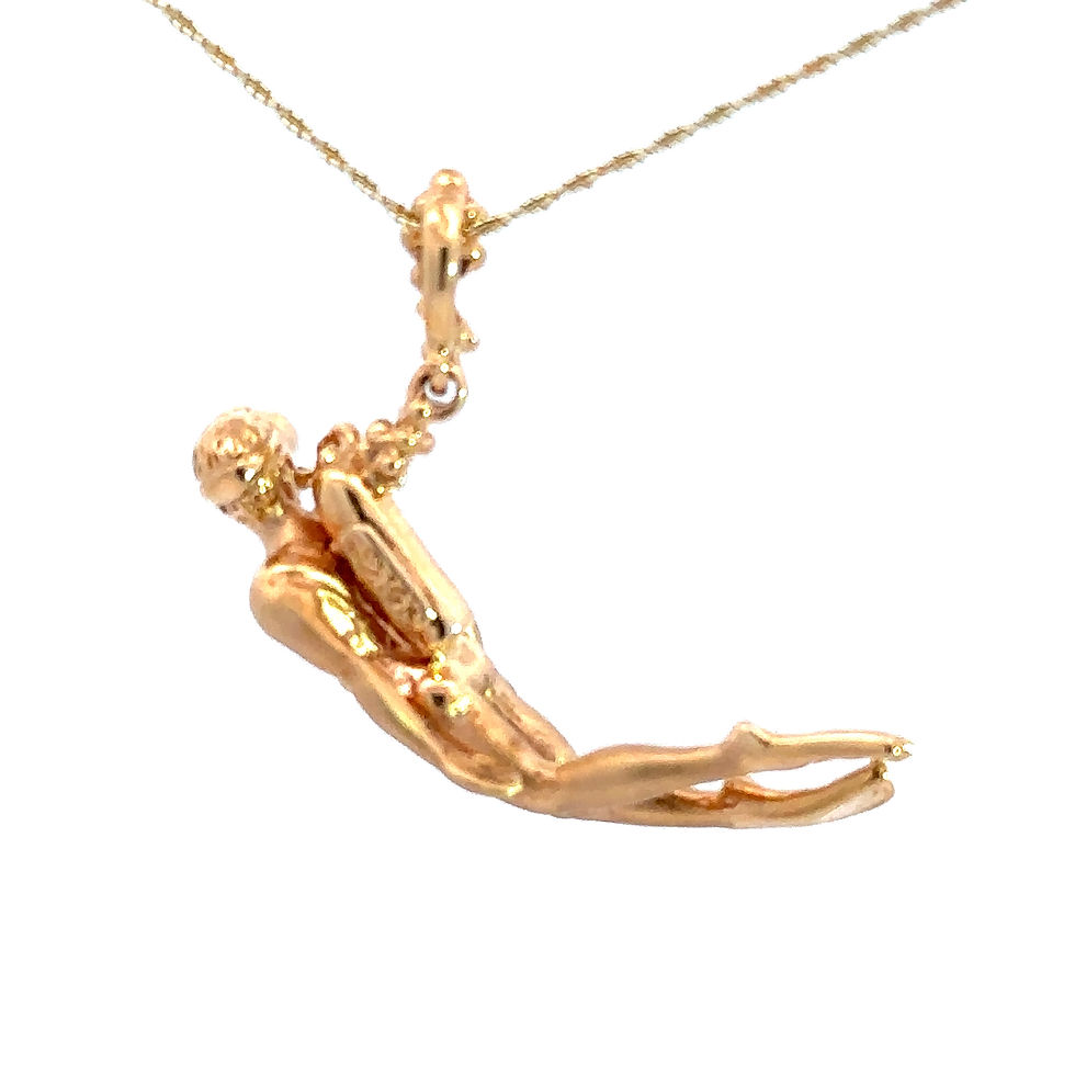 Thumbnail: 14KT Yellow Gold Steven Douglas Scuba Diver With Diamond Pendant