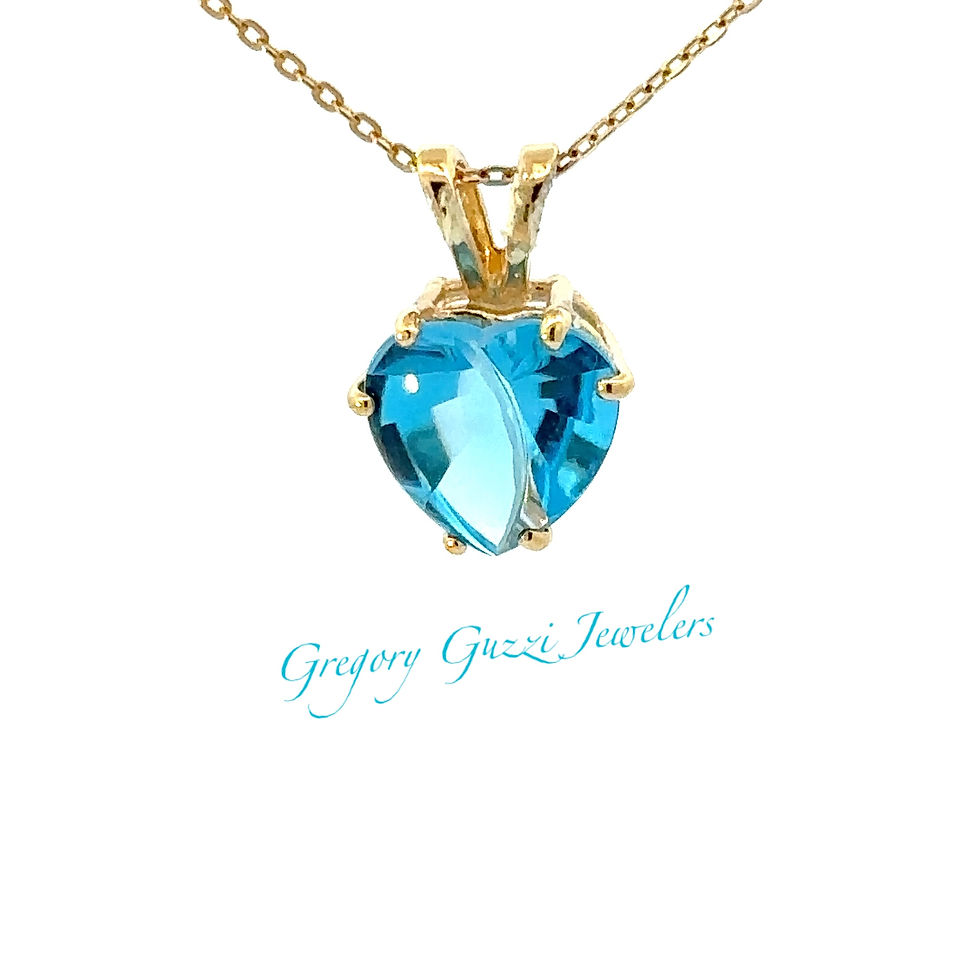 14kt yellow gold Laser Cut Blue Topaz Heart Necklace
