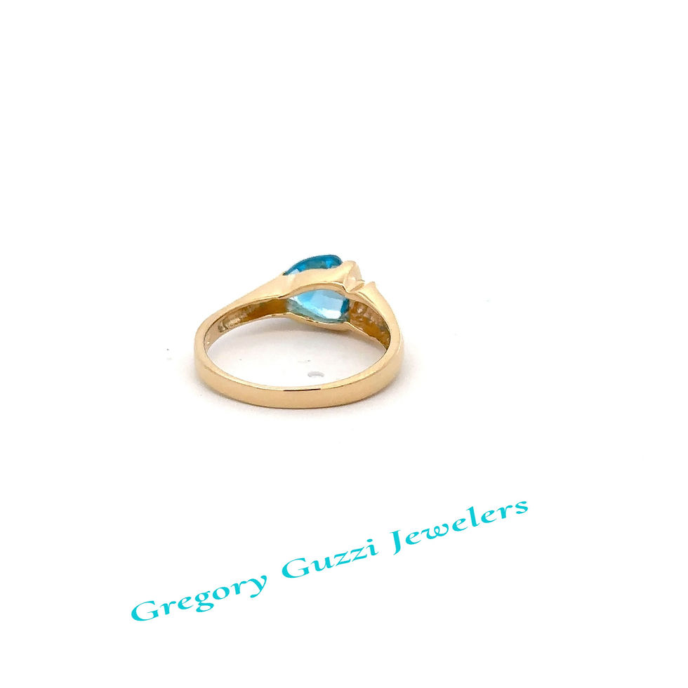 Miniatura: 14KT Yellow Gold Blue Topaz and Diamond Ring