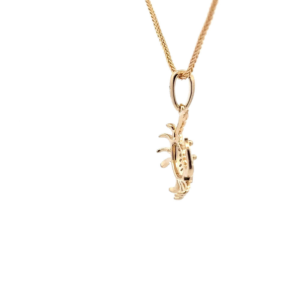 Miniatura: 14kt gold small Diamond Crab charm / pendant