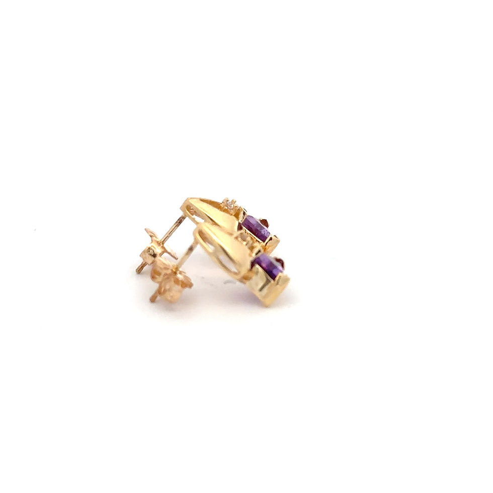 Miniatura: 14KT Yellow Gold Natural Amethyst Stud Earrings