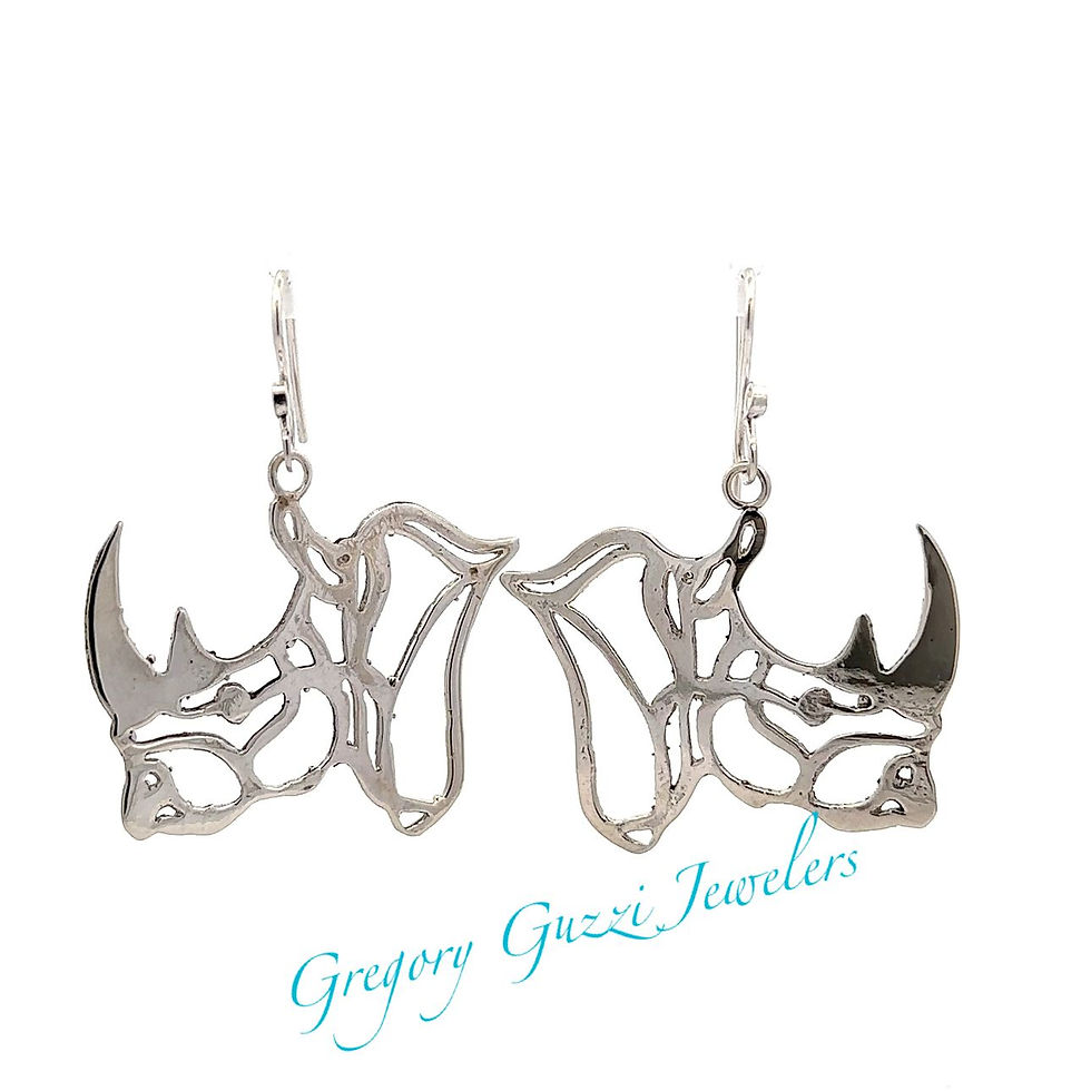 Miniatura: Sterling Silver Rhinoceros Earrings