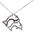 Thumbnail: 14KT. White Gold Double Dolphin And Diamond Necklace (22 x 25mm)