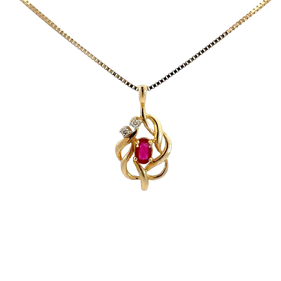 14Kt Ruby And Diamond Pendant