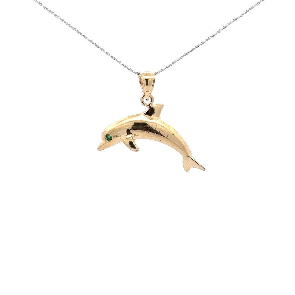 14kt Dolphin with Emerald pendant / charm
