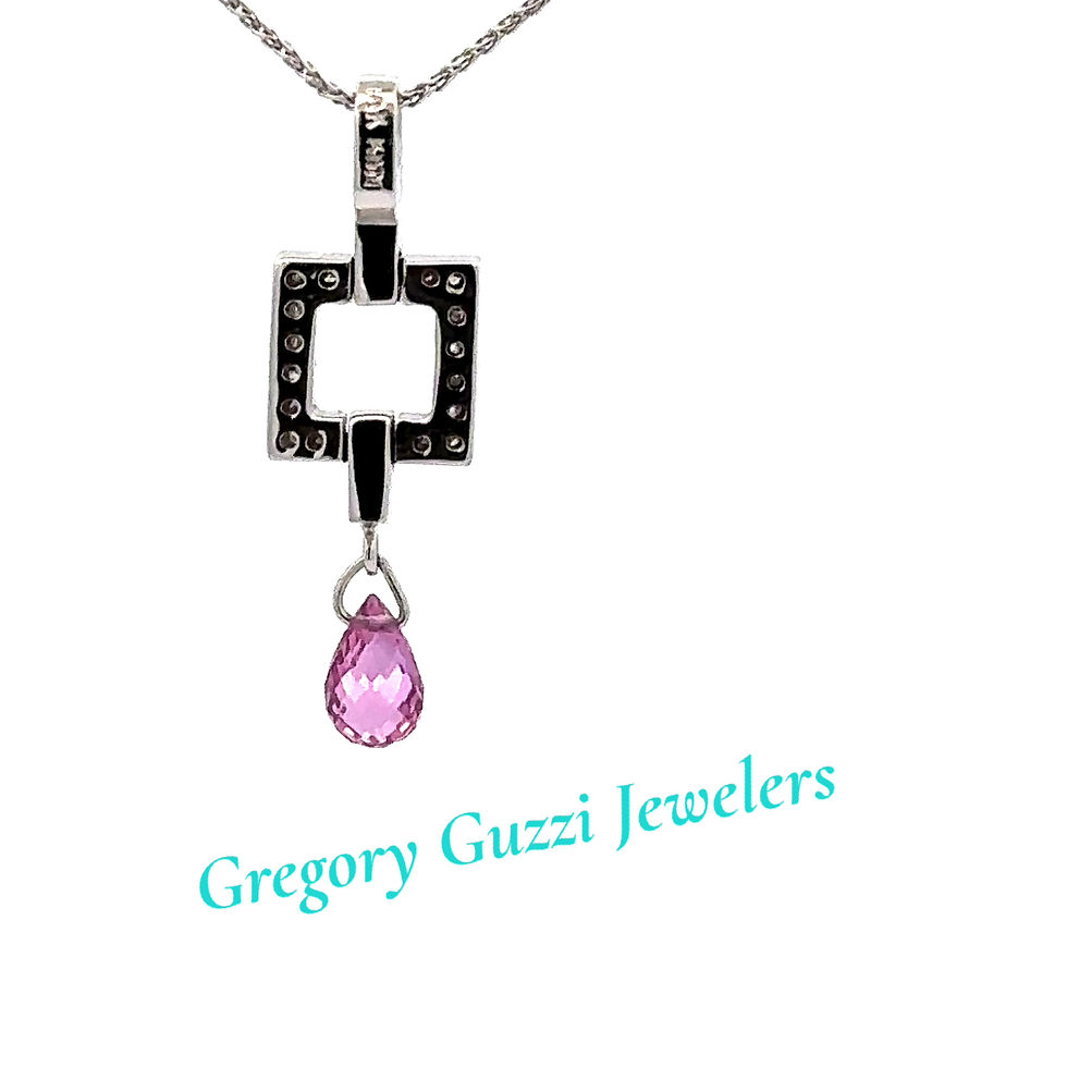 Thumbnail: 14KT White Gold Pink Sapphire Diamonds Necklace