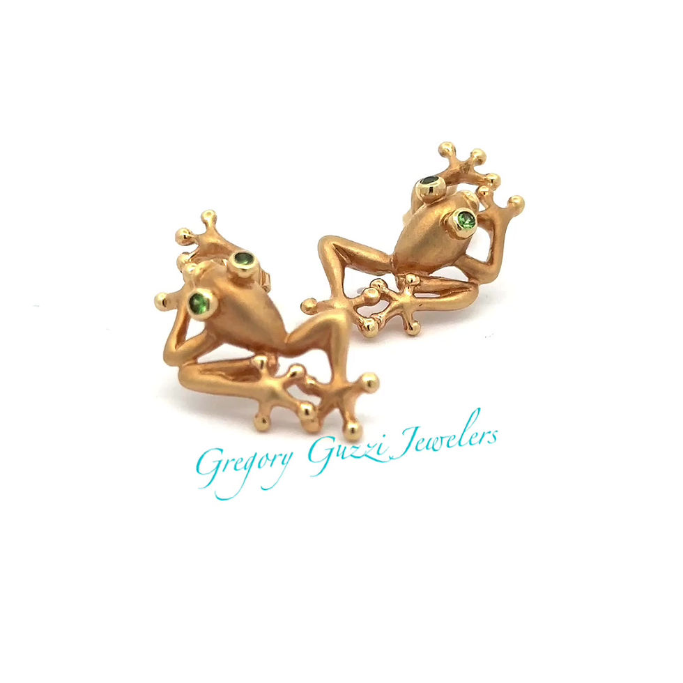 Thumbnail: Steven Douglas 14kt. Tree Frog with Tsavorite post earrings