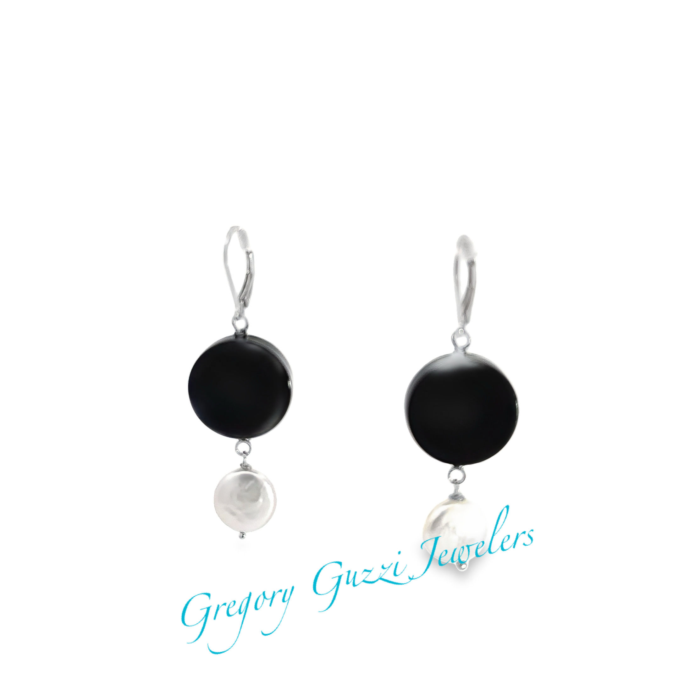 Sterling Silver .925 Ruby Trademark Jewelry Collection earrings with Black Agate