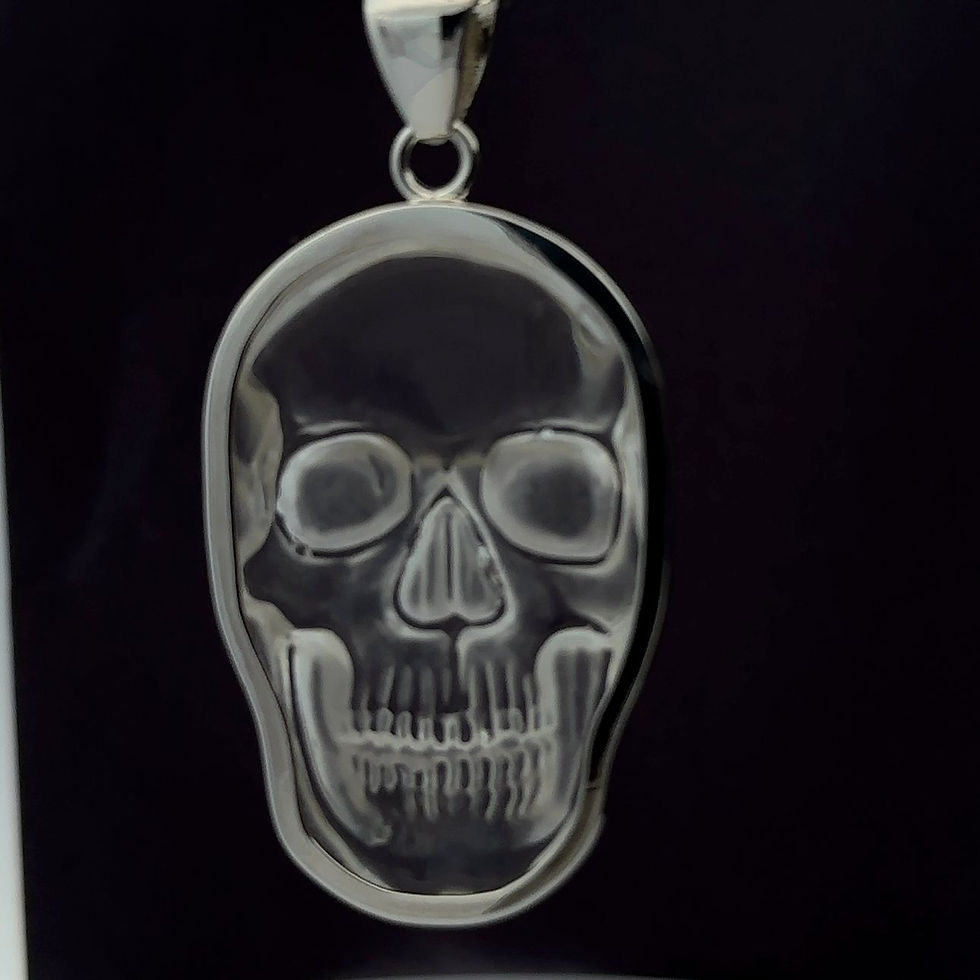 Thumbnail: Sterling Silver .925 Clear Quartz Skull Pendant