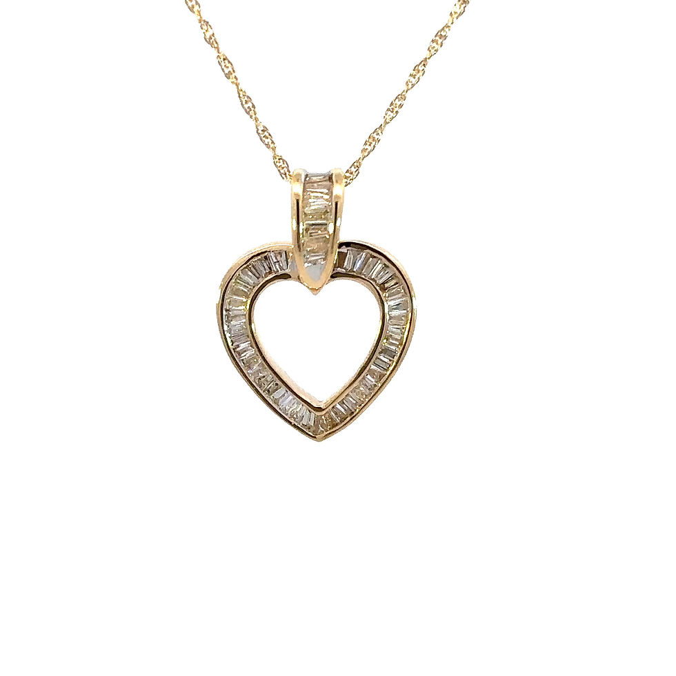 Miniatura: 14KT. Open Heart Diamond Necklace (14 x 22mm)
