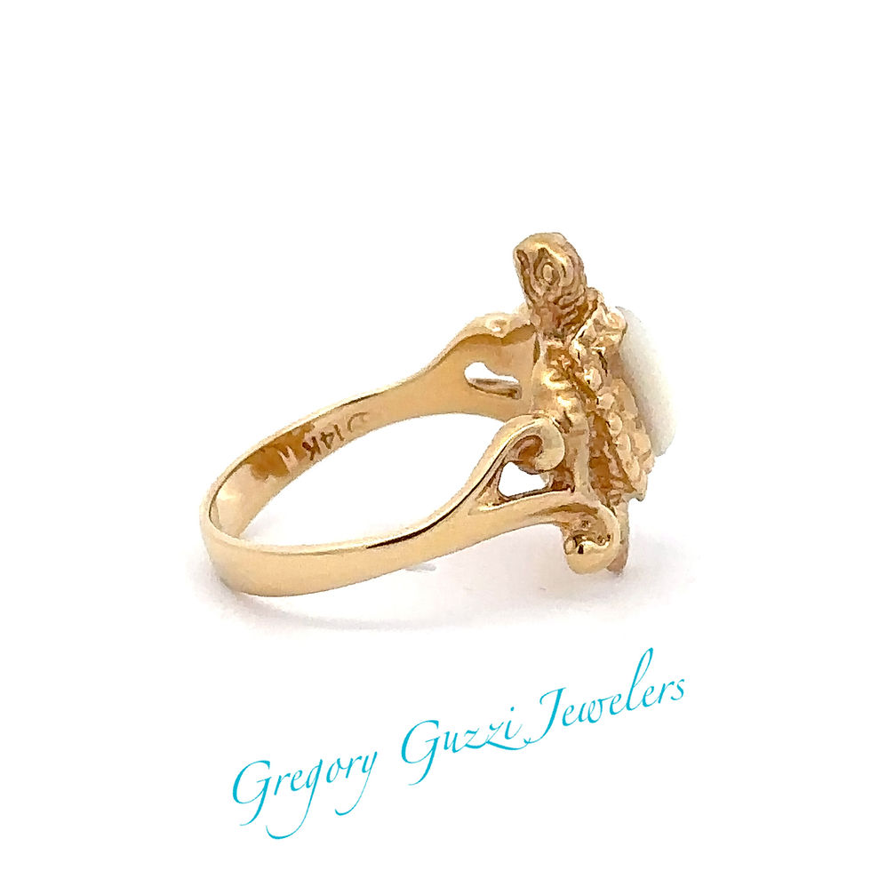 Thumbnail: 14KT Yellow Gold Steven Douglas MOP Turtle Ring - SIZE6.25