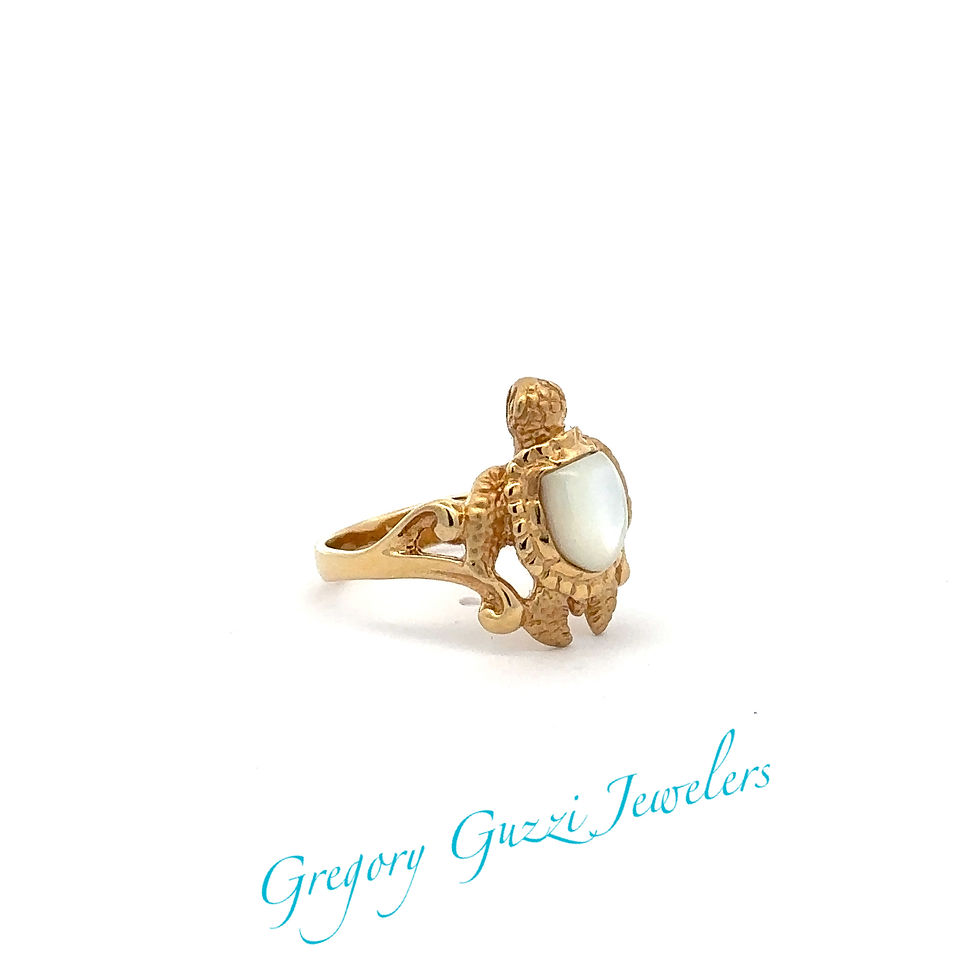 Thumbnail: 14KT Yellow Gold Steven Douglas MOP Turtle Ring - SIZE6.25