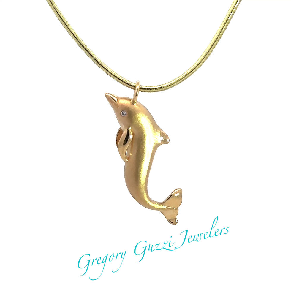 Thumbnail: 14KT gold Steven Douglas Large Jumping Dolphins pendant