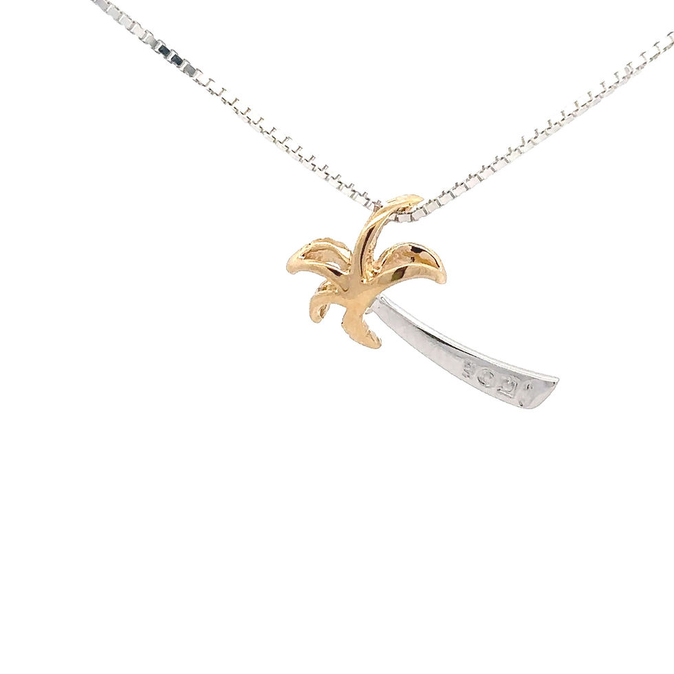 Miniatura: 14kt White and Yellow Gold Diamond Palm Tree Pendant / Charm