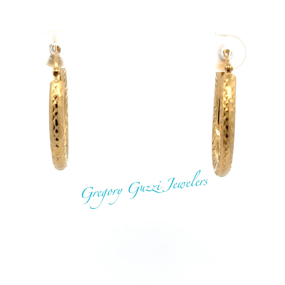 Thumbnail: 14kt Diamond-cut 3mm x 25mm Round Tube Hoop Earrings