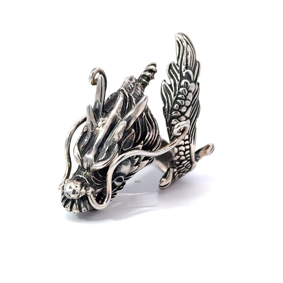 Miniatura: Sterling Silver .925 Designer 3D Dragon adjustable ring