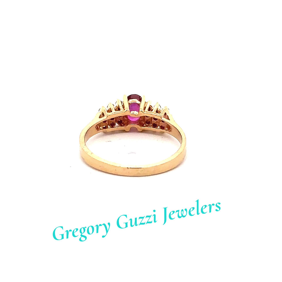 Thumbnail: 14KT. Yellow Gold Ruby And Diamond Ring (Size 7.25)