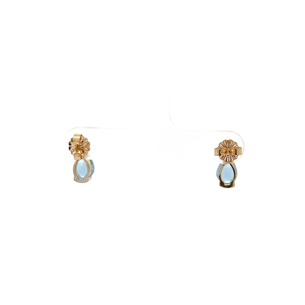 Miniatura: 14KT Yellow Gold Natural Aquamarine Diamond Stud Earrings