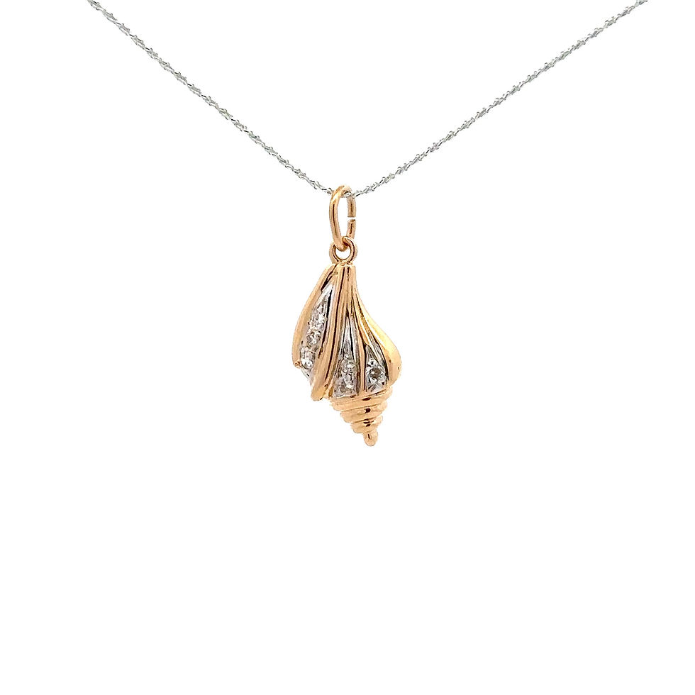 14KT Yellow Gold Florida Golf Coast Shell with Diamond