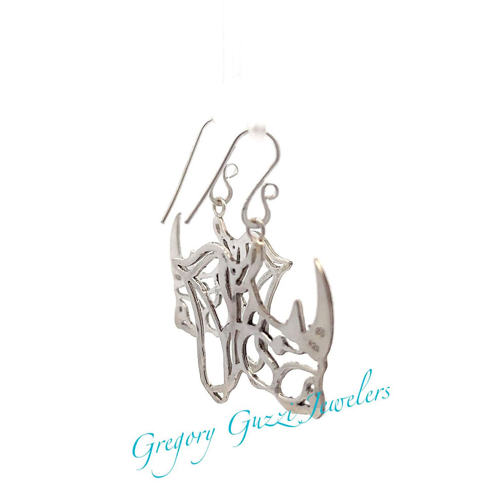 Thumbnail: Sterling Silver Rhinoceros Earrings