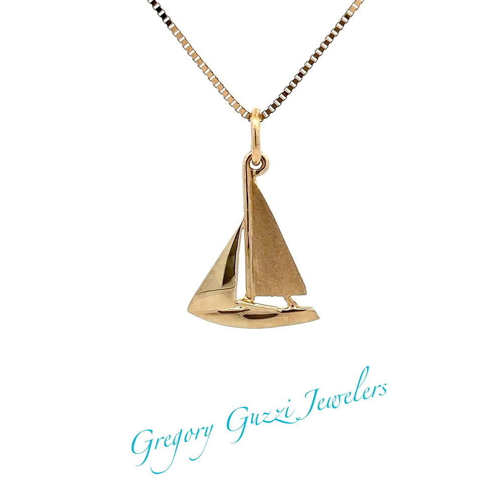 14kt gold Sailboat pendant / charm High Polished and Brushed