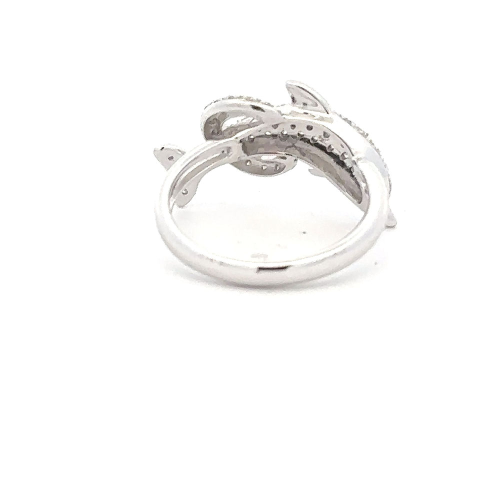 Miniatura: 14KT White Gold Pave Diamond Dolphin Ring - SIZE 8