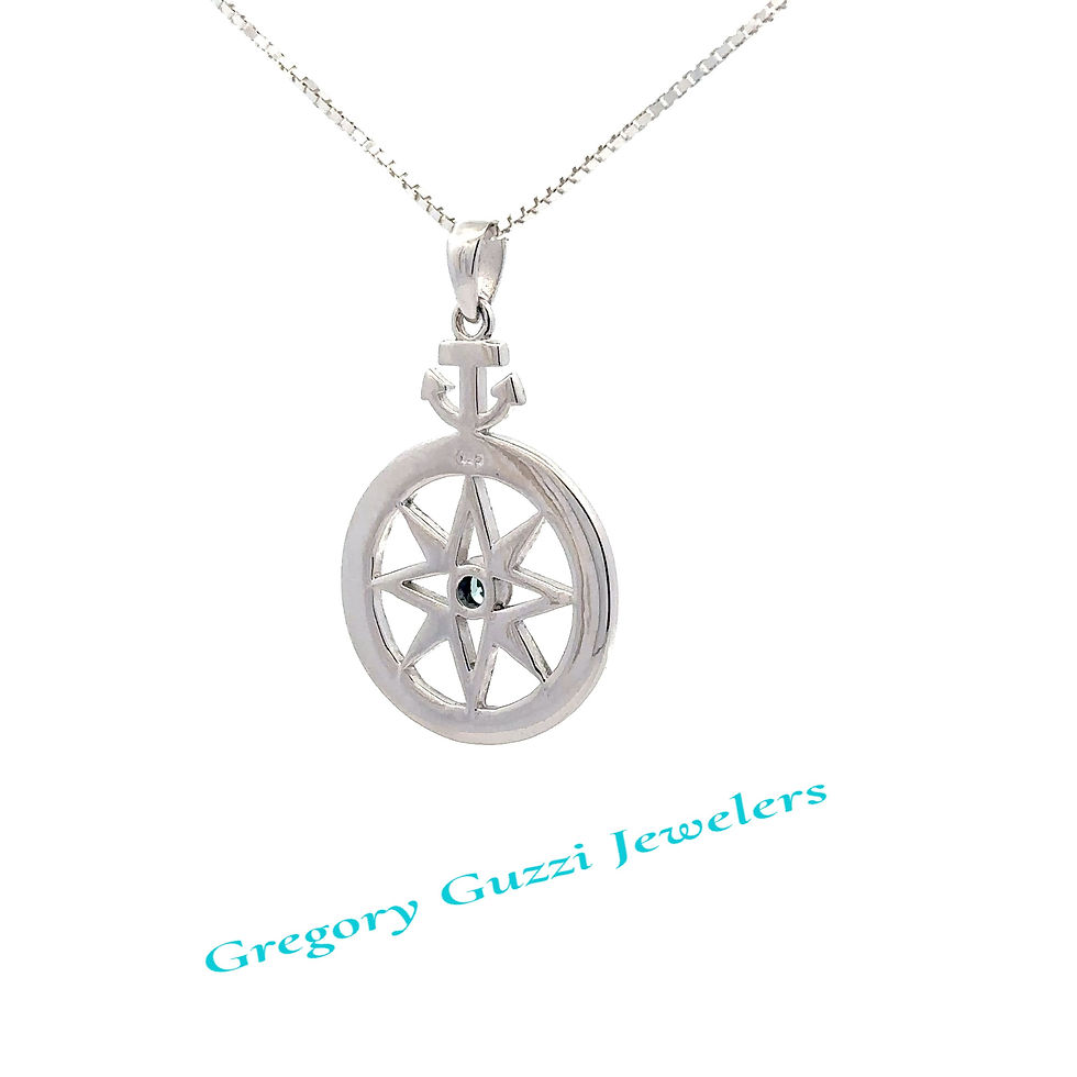 Thumbnail: Sterling Silver Anchor And Compass Rose Pendant