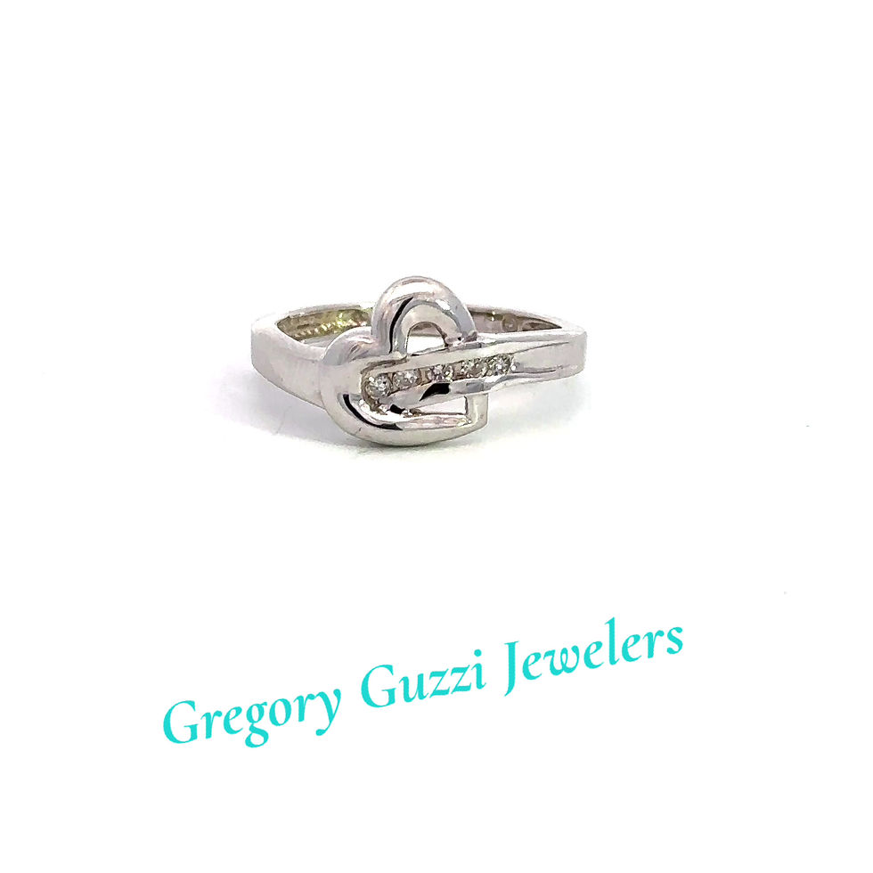 Thumbnail: 14KT. White Gold Diamond Heart Ring (Size 7)