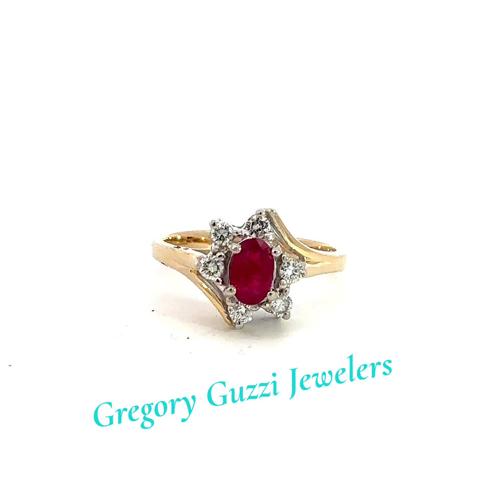 Thumbnail: 14KT. Yellow Gold Ruby And Diamond Ring