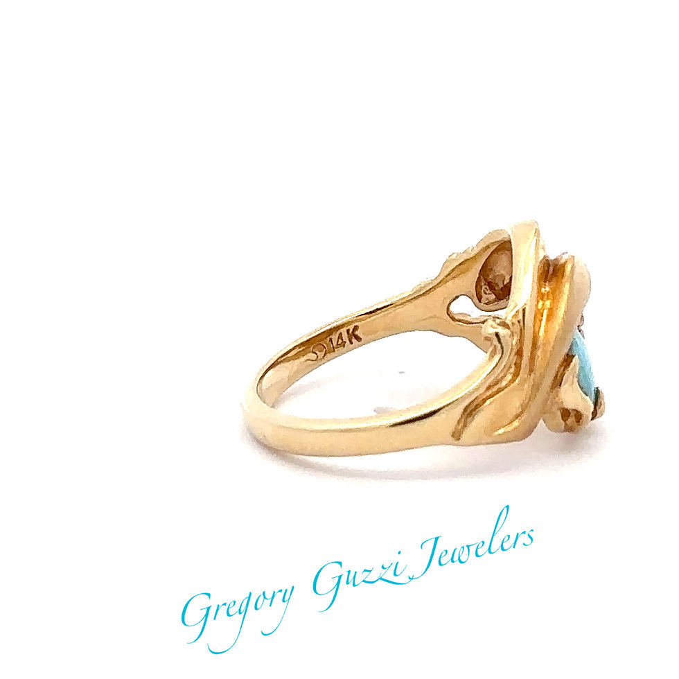 Thumbnail: 14KT Yellow Gold Steven Douglas Opal Double Dolphin Ring - SIZE6.75