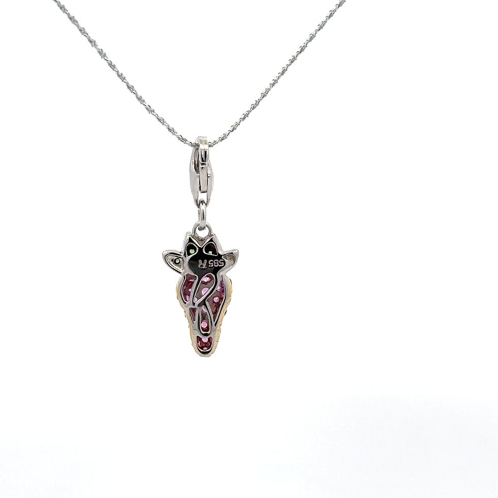 Thumbnail: 14KT. White Gold With Sapphire And Garnet Strawberry Pendant/Charm