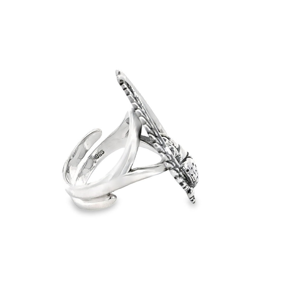 Thumbnail: Sterling Silver Designer Flying Scarab (Size 8.5) Adjustable
