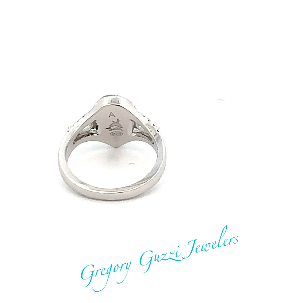 Miniatura: Sterling Silver .925 Natural Larimar Aquamarine and Cubic Zirconia Ring
