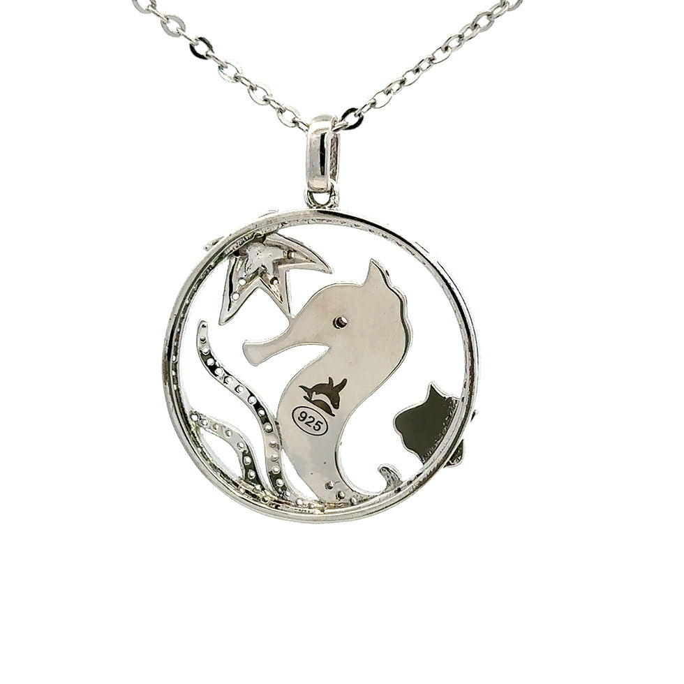 Miniatura: Sterling Silver Larimar Seahorse Pendant Necklace