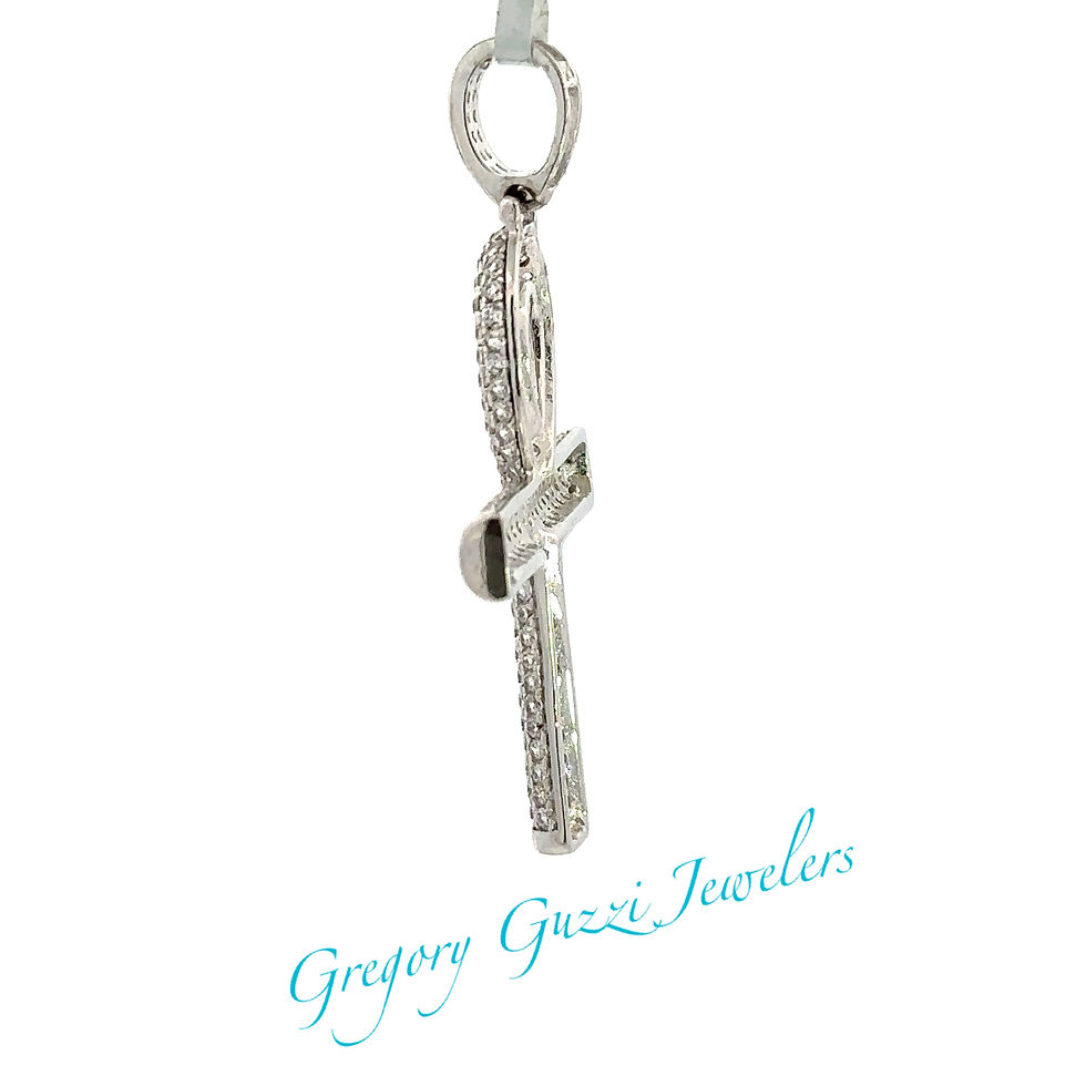 Miniatura: Sterling Silver CZ Pave Ankh Cross Pendant