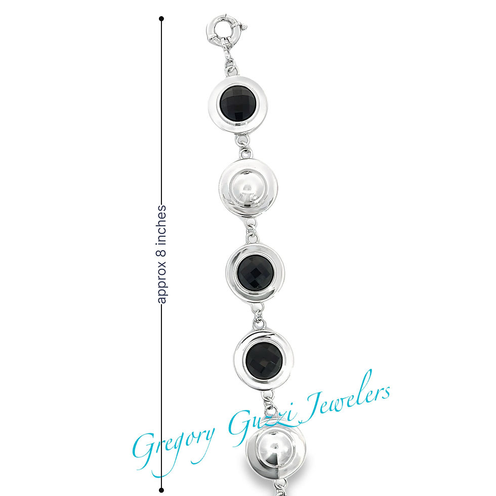 Thumbnail: Sterling Silver .925 Ruby Trademark Jewelry Collection bracelet with Black Onx