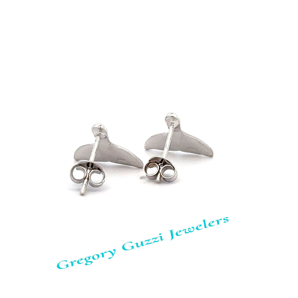 Thumbnail: Sterling Silver Whale's Tail Post Earrings (Small)