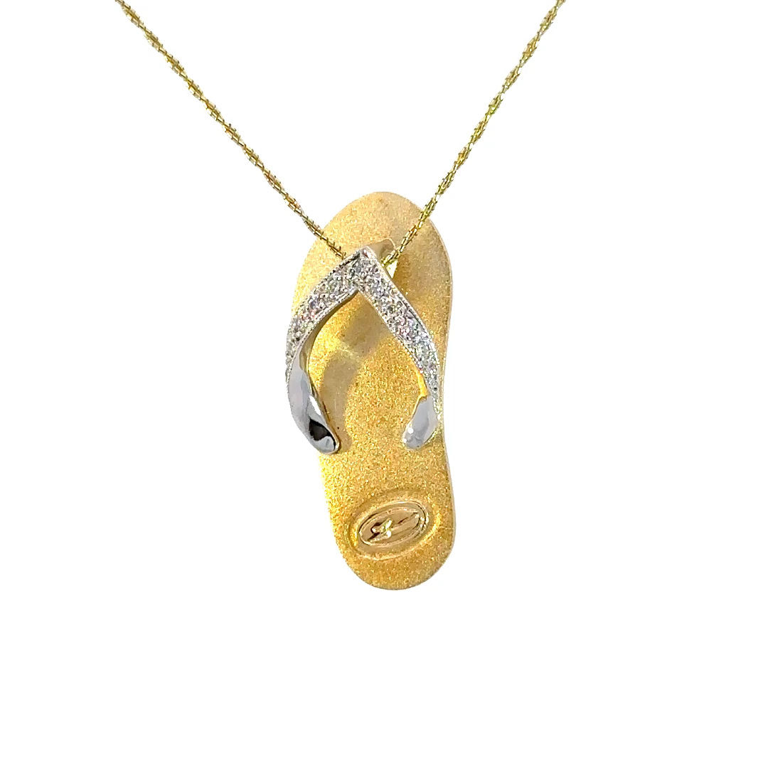 14k Denny Wong Flip Flop with diamonds Pendant 27MM