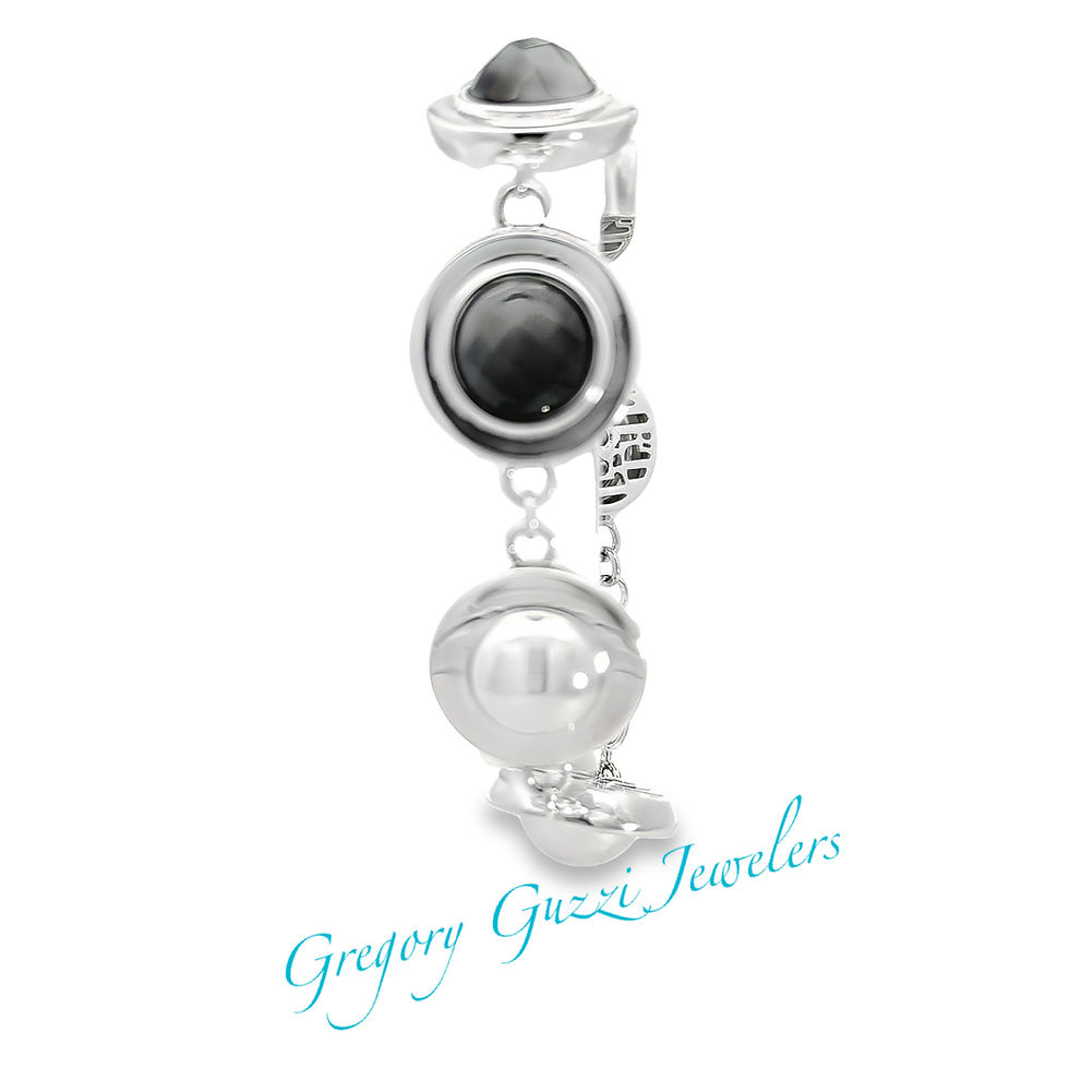 Thumbnail: Sterling Silver .925 Ruby Trademark Jewelry Collection bracelet with Black Onx