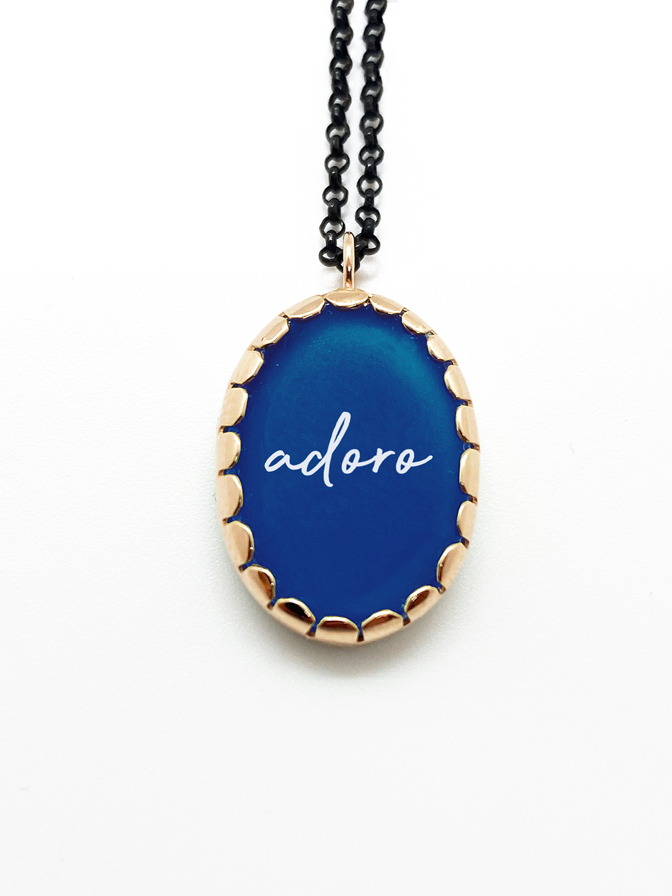 Thumbnail: Small Blue Agate Angel Numbers Necklace