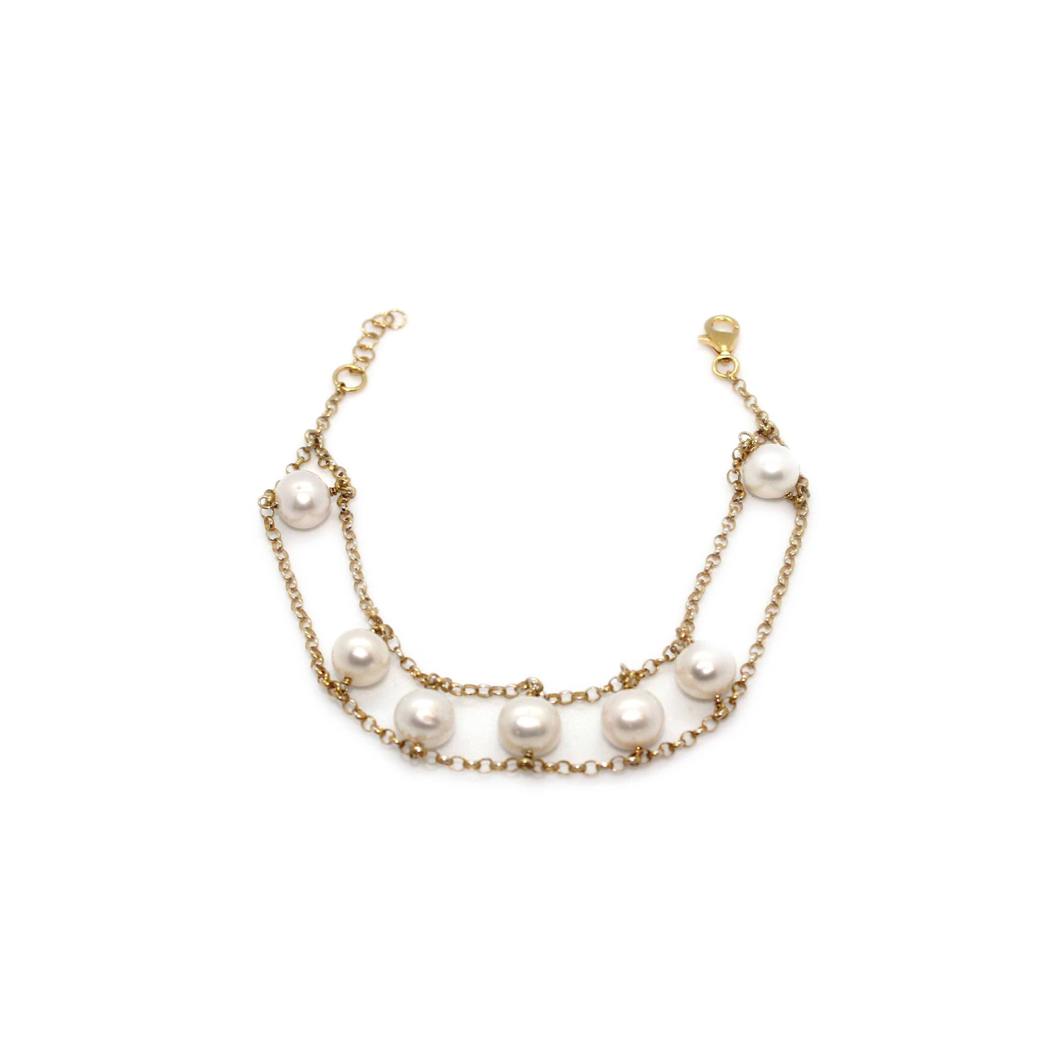 Pearl and Silver Chain Bracelet