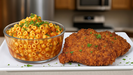 Traditional Egyptian Dinner: Pasta & Chicken Cutlets